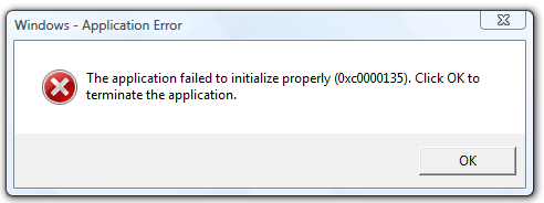 The application failed to initialize properly (0xc0000135)